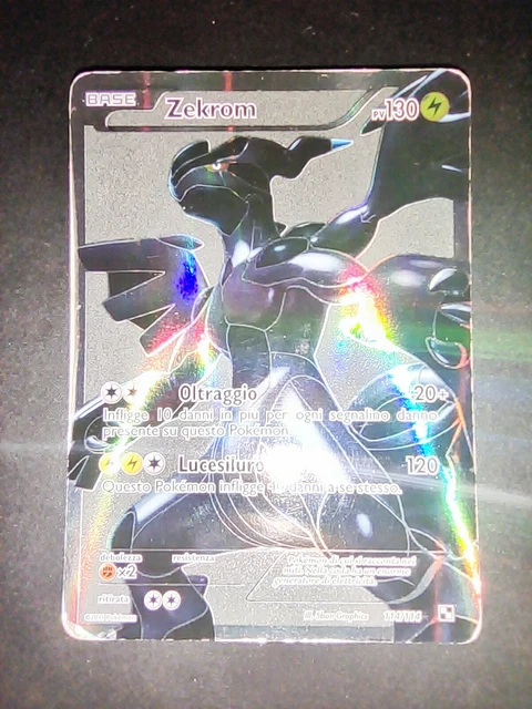 CARTA POKEMON ZEKROM FULL ART 114/114 BIANCO E NERO ITA BUONA