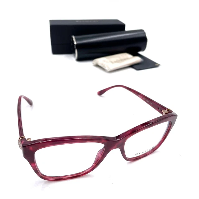Bvlgari Cat Eye Eyeglasses Cherry Marble 4080-B Acetate‎ Full Rim Frames Women\'s Bvlgari Red Eyeglass Frames for sale | eBay main image 3
