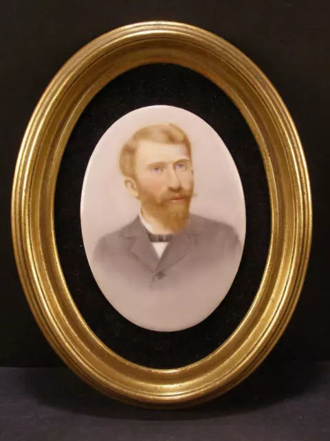 19 c HAND PAINTED Oil Portrait Vincent van Gogh KPM Porcelain Plaque Oval Frame~