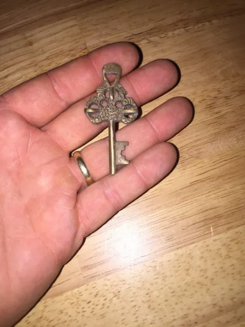 Monastery Key Victorian Metal Skeleton Brass Patina Castle Cathedral Buddha Monk