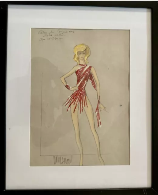 Dessin de robe pour Sylvie Vartan par le couturier Michel Fresnay