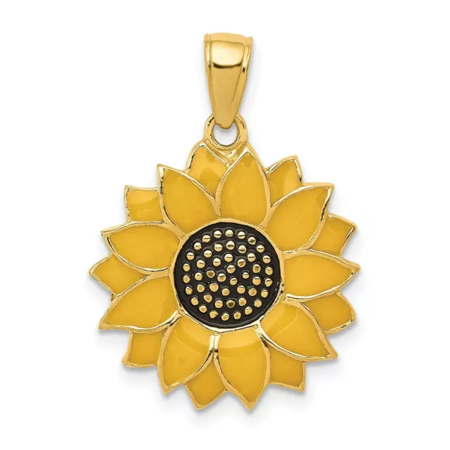 14K Gold Yellow Sunflower Charm Pendant