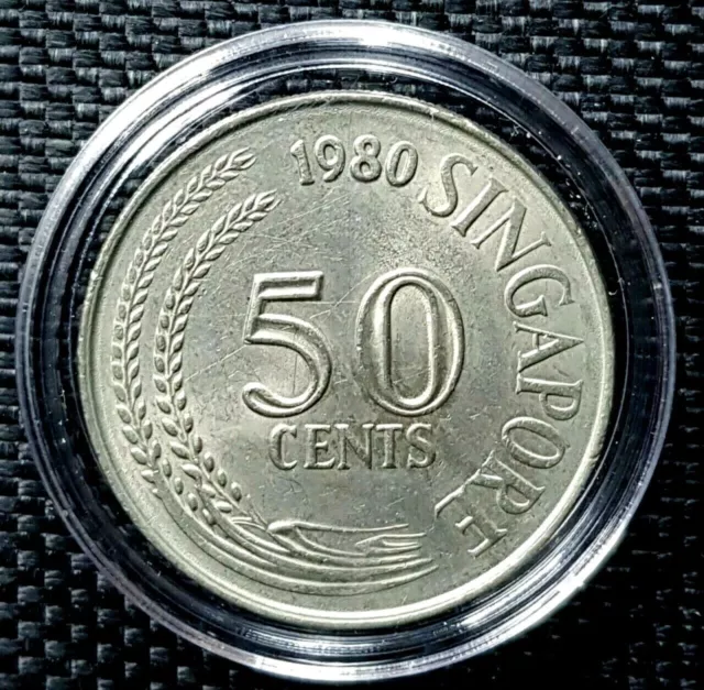 RARE 1980 SINGAPORE "LIONFISH" 50 Cent Coin,Ø 28mm (+FREE1 coin) #15536