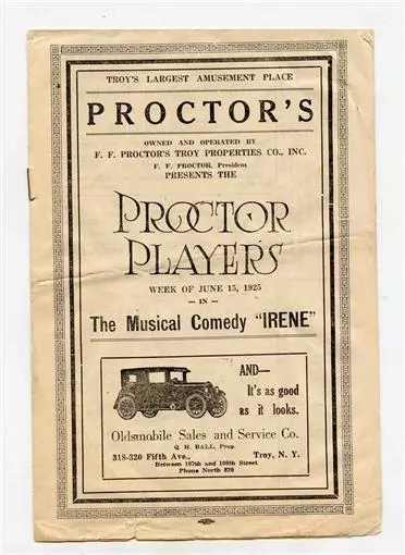 Proctor Players Program Musical Comedy IRENE in Troy New York