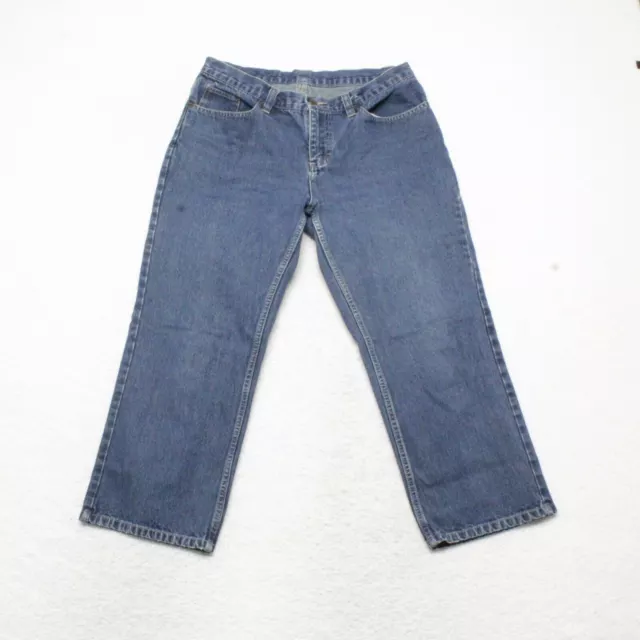 Pantalones de mezclilla para mujer Rivited By Lee, talla 10, azul Capri, lavado oscuro, 100 % algodón