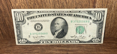1950 Ten Dollar Bill $10 Green Seal Federal Reserve Note - Old U.S. Currency