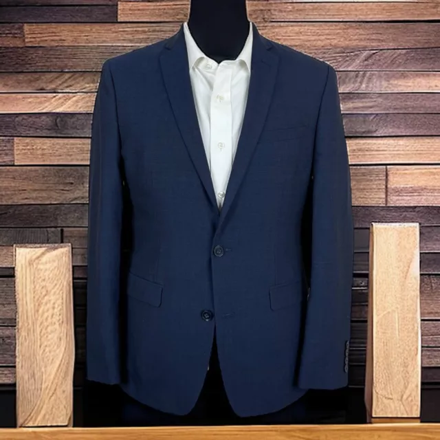 Bar 3 Slim Fit Blazer Jacket Mens 38R Solid Blue Wool