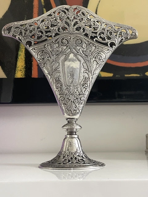 Forbes Meriden Silver Plate Fan Vase Original 822 1927 Nouveau Arts Crafts Era