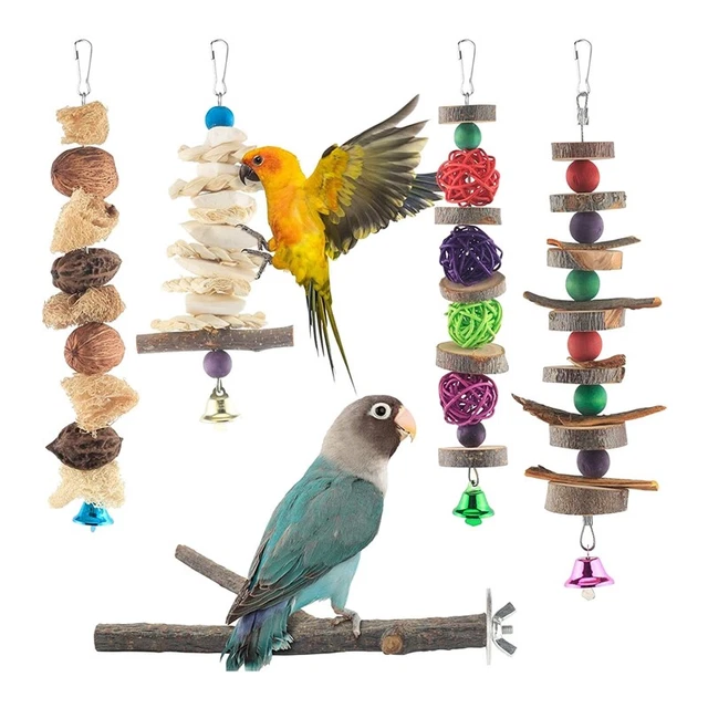 Kit para pájaros, 5 paquetes, periquito, juguete de madera natural, loro, H5J2