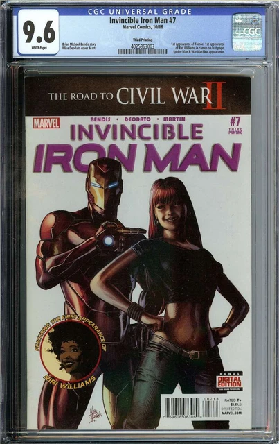 Invincible Iron Man #7 Cgc 9.6 White Pages // 1St Riri Williams Cameo 3Rd Print