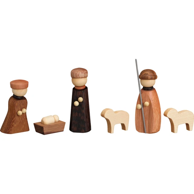 Scène de la Nativité, 6 pièces, hauteur 7 cm, Erzgebirge origina.. SV 16611 neuf