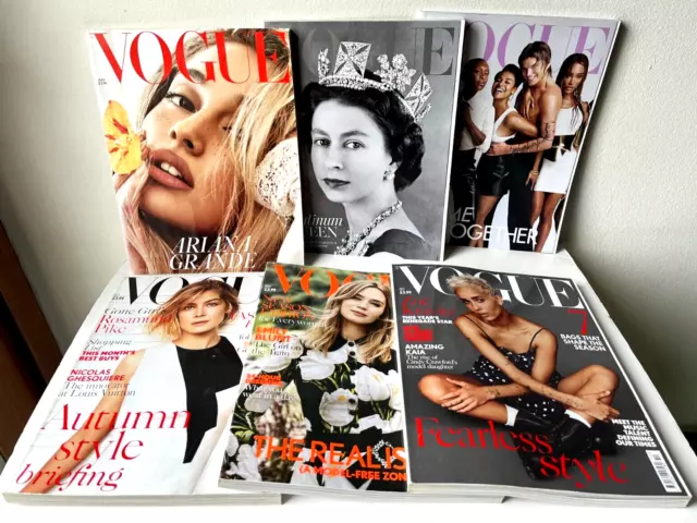 £22 British UK Vogue 2014 2016 2017 2018 2022 fashion magazines Ariana Grande