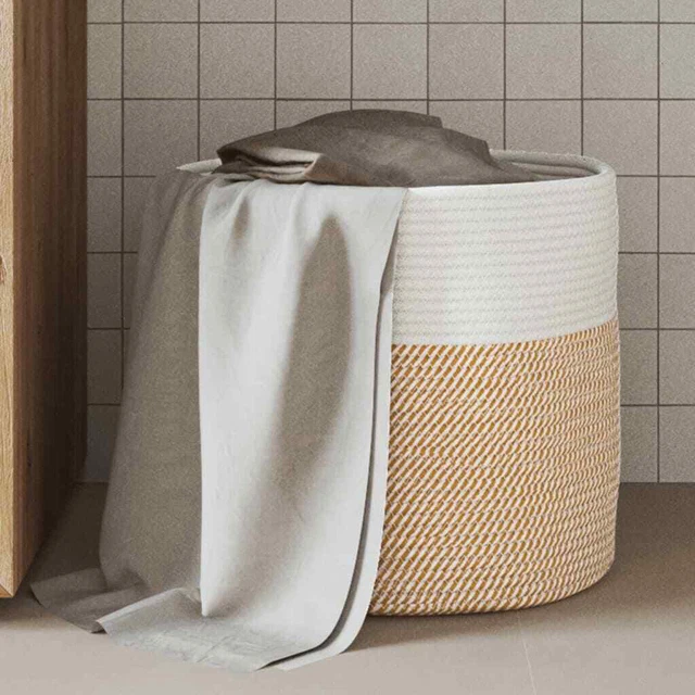 Panier de rangement marron et blanc Ø40x35 cm coton vidaXL