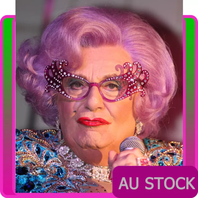 Dame Edna Everage Aussie Fancy Costume Party Purple Wig Drag Queen Celebrity