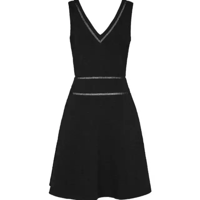 REISS NELLY BLACK FIT & FLARE DRESS SIZE 0 Black Pleated Formal 2
