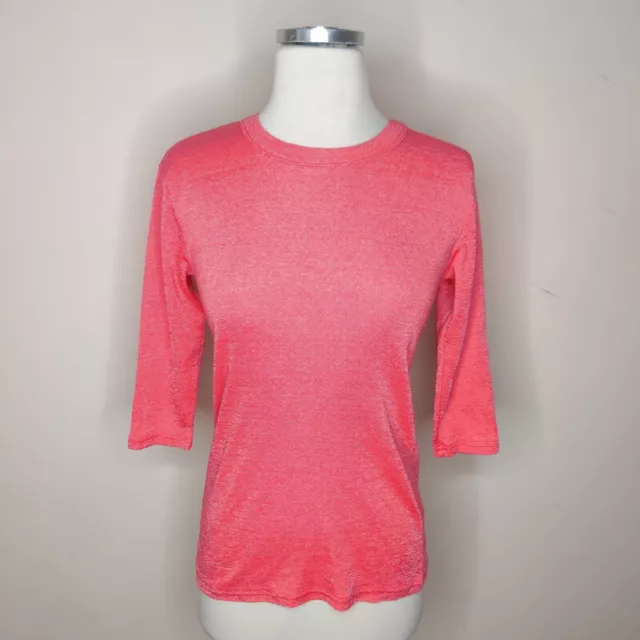 Michael Stars Shirt One Size Stretchy Knit Scoop Neck 3/4 Sleeve Tee