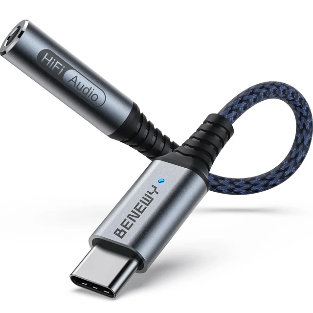 Adattatore USB C A Jack 3.5mm Con Ricarica 60W – 2 In 1 Audio E Alimentazione, DAC HiFi 32bit/384kHz Per Smartphone E Laptop