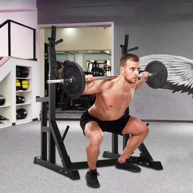ADJUSTABLE SQUAT RACK Stands Multifunction Barbell Bench Press Dipping