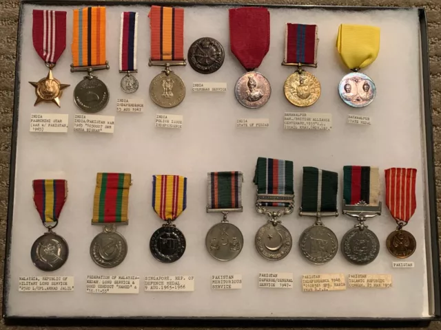  Collection of Vintage Service Medals from Asia and Southeast Asia in Holder box