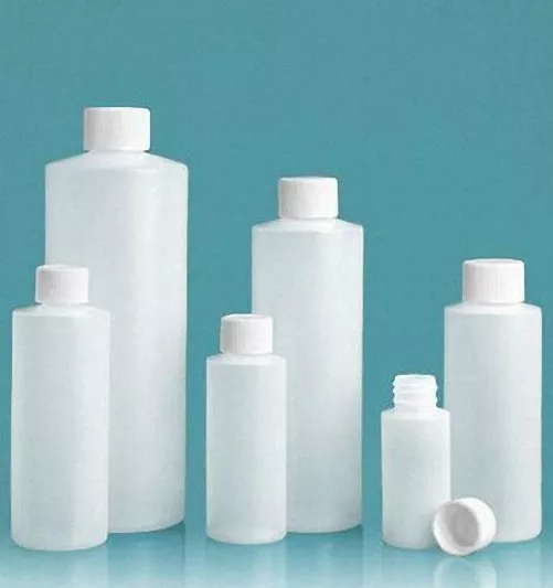 8 oz (240 ml) HDPE Cylinder Round Plastic Bottles with CAPS (6-12-25 count)