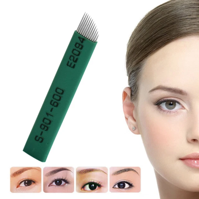 50 Pcs Eyebrow Sloped Needles Eyebrow Needles Set Makeup Gadgets Arc 6