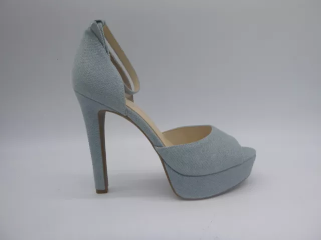 Jessica Simpson Beeya Light Blue Fabric Ankle Strap Platform Heels Sandal Sz 9 M