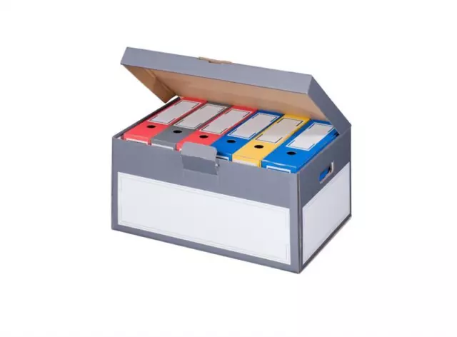 5x Archivbox Archivschachteln mit Deckel und Tragegriffen Archivkarton anthrazit