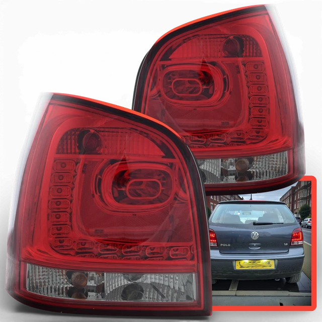 Back Rear Tail Lights Lamps For VW Polo 9N3 05-09 LED Dark Red Smoked