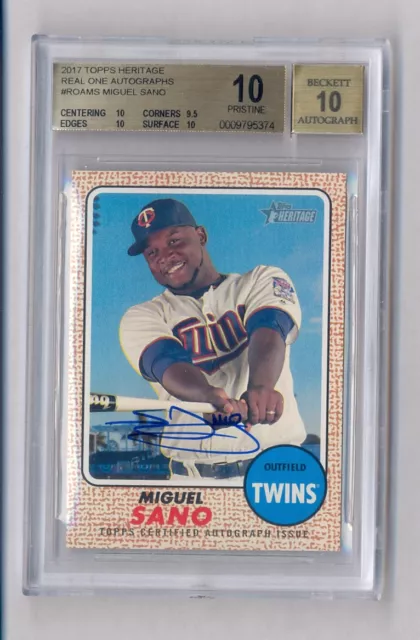 Miguel Sano 2017 Topps Heritage Auto Rookie Rc Bgs 10/10 Pristine (10 X 3) Twins