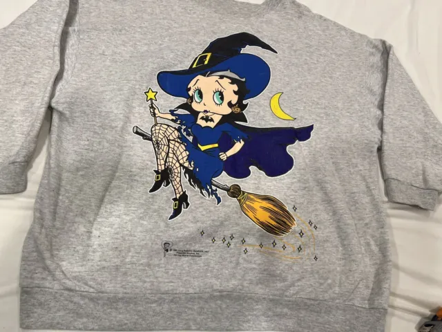 Vintage Betty Boop Witch Crewneck Sweater Halloween Koko Fleischer Cartoon Comic