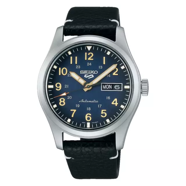 Orologio da uomo Seiko 5sports SRPG39K1 stile militare, automatico quadrante blu