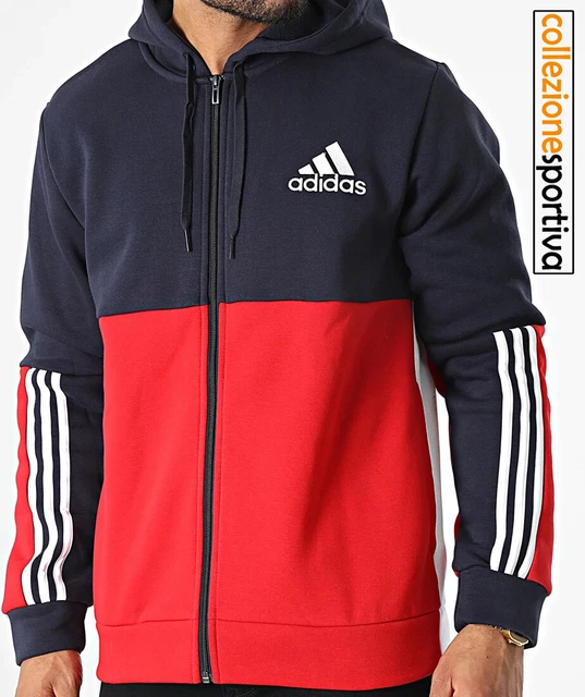 FELPA UOMO/DONNA ADIDAS COLORBLOCK FULL ZIP- HK2880 col. rosso/blu/bianco