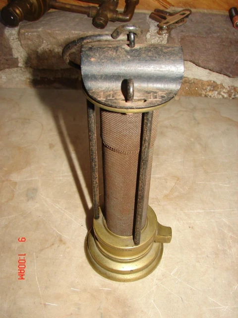 Early Brass Mining Safety Lamp Davy Huges Bros. Scranton, Pa Anthracite Coal Gas