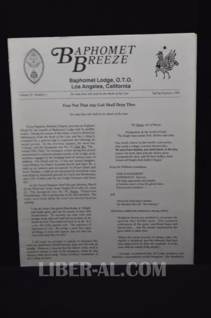 Baphomet Breeze Volume IV, Number 1 - Spring Equinox, 1989 ev