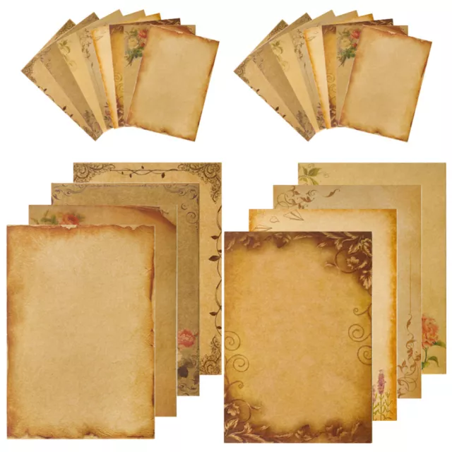 24 Sheets Kraft Paper Printing Blank Invitation Antique Retro Stationary