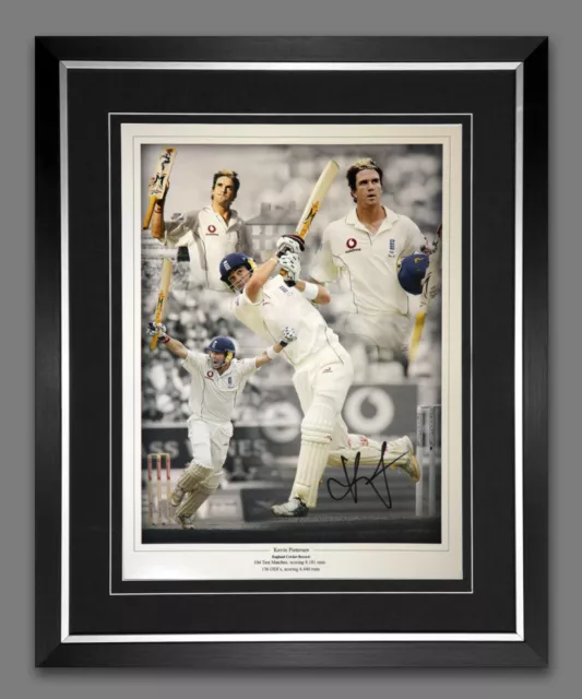 Kevin Pietersen Signed And Framed Cricket 12x16 Photograph. Sports Memorabilia