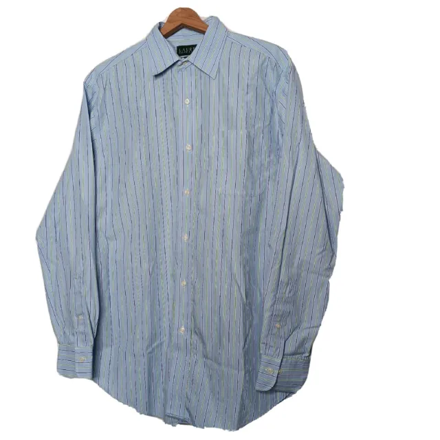 Lauren Ralph Lauren Mens 12 1/2 34/35 Shirt Long Sleeve Button Up Blue Stripe
