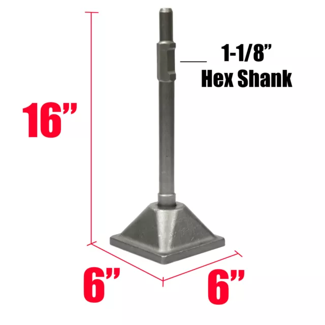 Jack Hammer Soil Compactors Dirt Tamper 1-1/8" Shank  6"x 6" Tamping Plate
