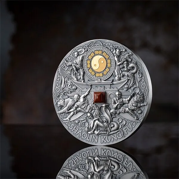 Shaolin Kung Fu Martial Arts Styles 5oz Antique finish Silver Coin 10$ Niue 2024