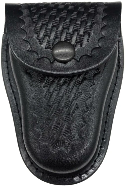 Perfect Fit CC1101-BW Closed Top Leather Basketweave Black Snap Handcuff Case