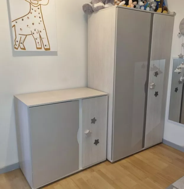 chambre enfant et bébé complète Sauthon lit évolutif,  armoire,  commode, coffre