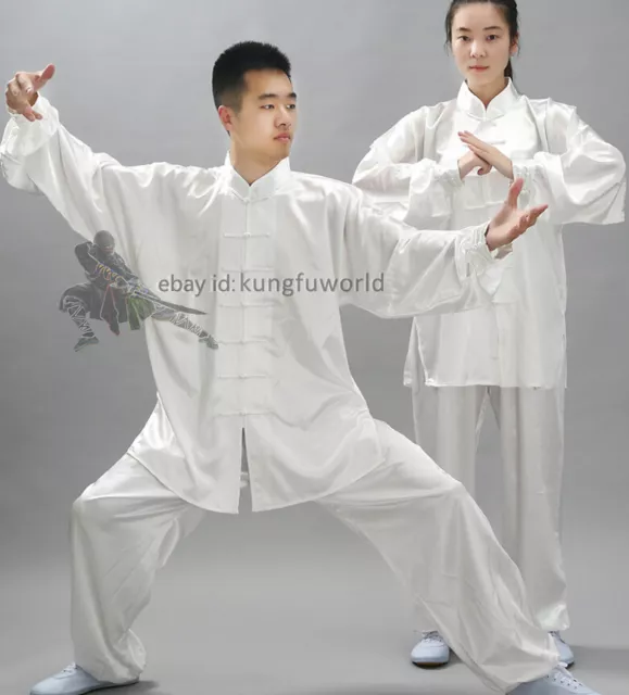 Silk Satin Tai chi Suit Kung fu Martial arts Uniform Wing Chun Jacket and Pants 3