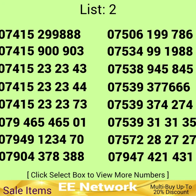 GOLD EASY MOBILE NUMBER EE PAY AS YOU GO SIM CARD UK GOLDEN PLATINUM VIP List: 2