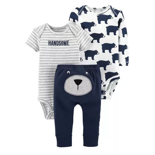 Baby Overall Bär Strampler 3 Teiliges für Herbst und Winter Mädchen Jungen Neu