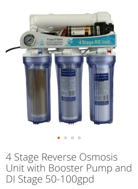 Unidades de ósmosis inversa de 4 etapas con bomba de refuerzo y etapa DI 50 - 100 GPD