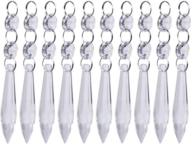 Large Clear Crystal Chandelier Icicle Prisms Lamp Candelabra Replacement Parts