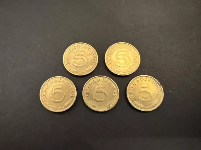 Konvolut Reichspfennig - 5 Pfennig (5 Stück) - 3. Reich