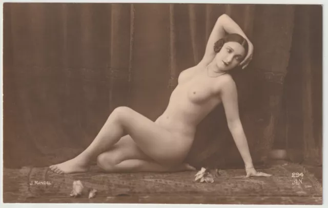 Original French real photo postcard risqué erotic nude study 1910 RPPC pc #621