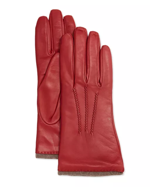 Grandoe  Seamed Leather Tech Gloves, Red (size 8 )