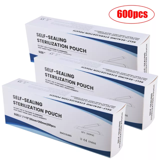 600 Self-Sealing Sterilization Pouch, 3.5" x10" Sterilize Bag